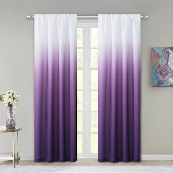 Palacedesigns 84 in. Purple Ombre Window Curtain Panels - Set of 2 PA3097675 - main